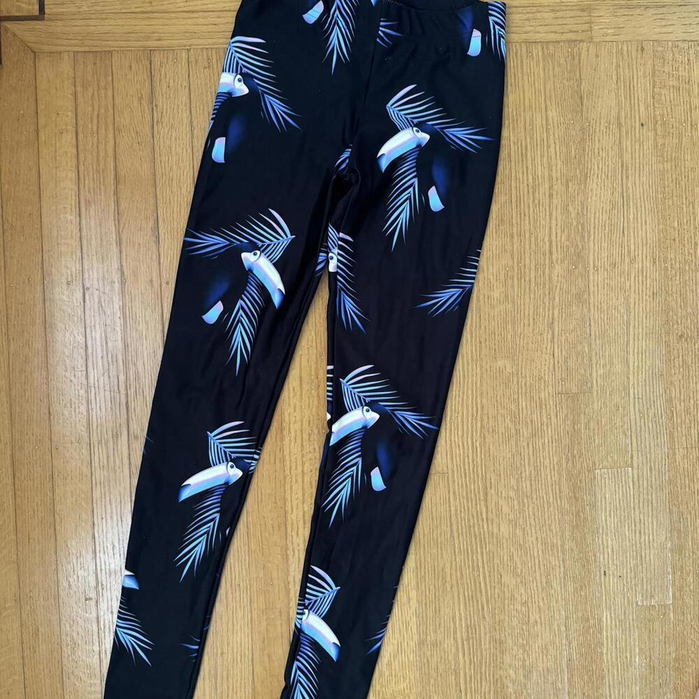 Synthwave dark tropical leggings rave neon Miami Vice trousers pants size S pant